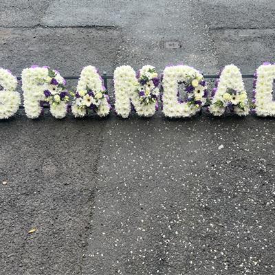 GRANDAD letters in white &amp; purple