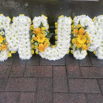 Lettering with yellow