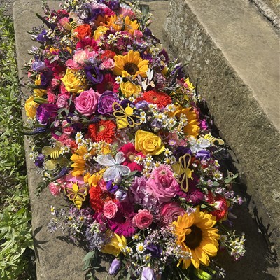 4 foot casket spray of colour 