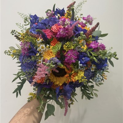Wedding bouquet in rainbow shades