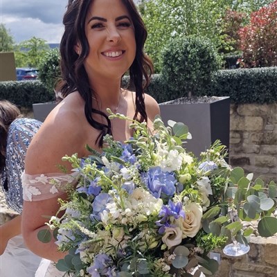 Powder blue and white bridal bouquet 