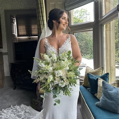 Sage green and ivory bridal bouquet 