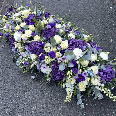 5 foot Purple and white casket spray 
